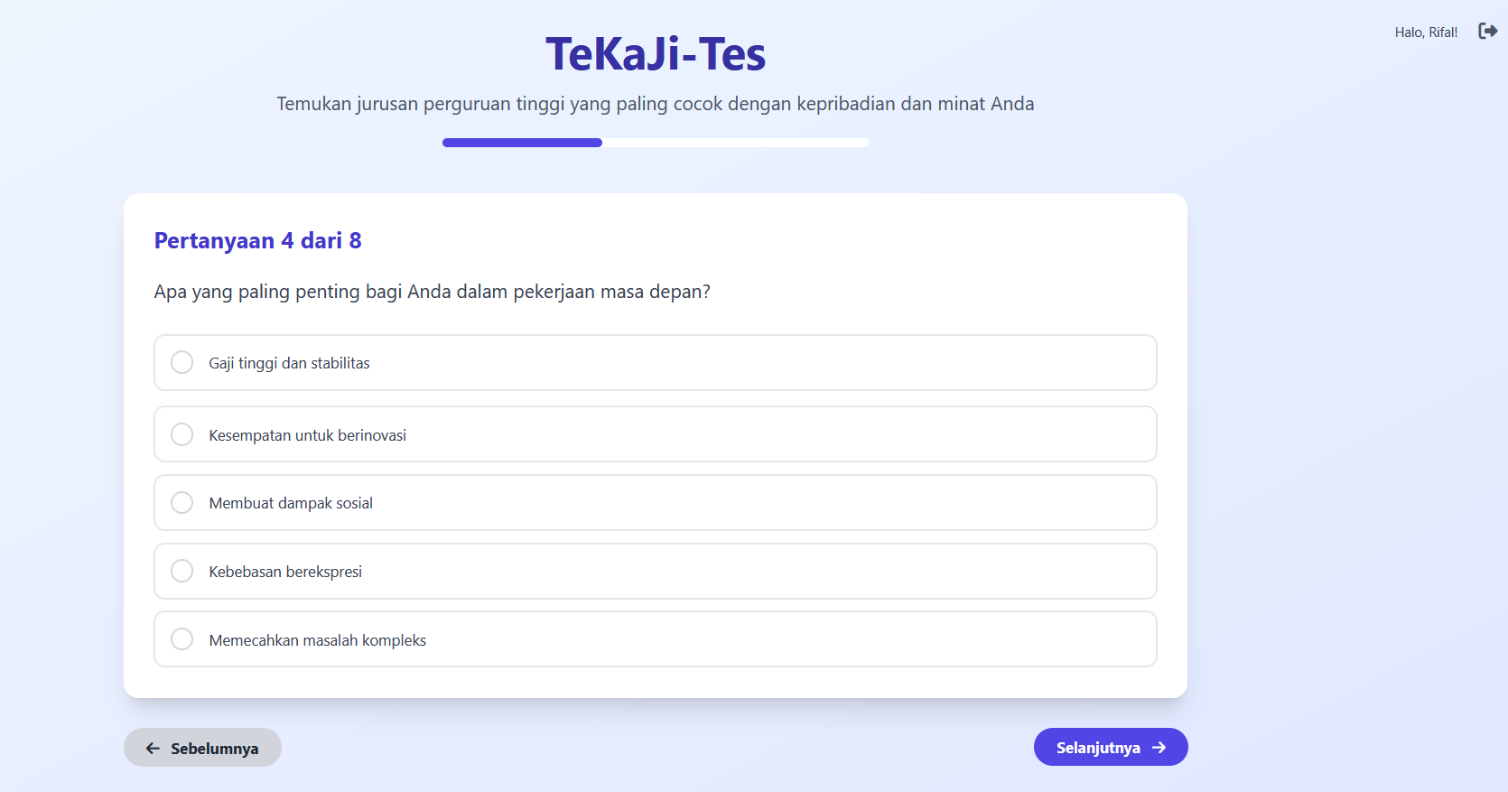 Gambar Proyek Pengembangan Website TeKaJi: Tes Kecocokan Jurusan Masuk Perguruan Tinggi